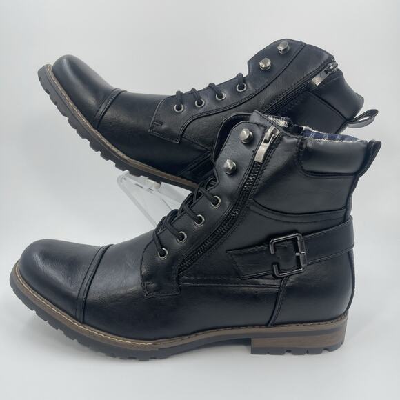 Bruno Marc PHILLY-3 Men's Black Combat Boots Size 11 NEW IN BOX Casual Dress - Picture 1 of 10